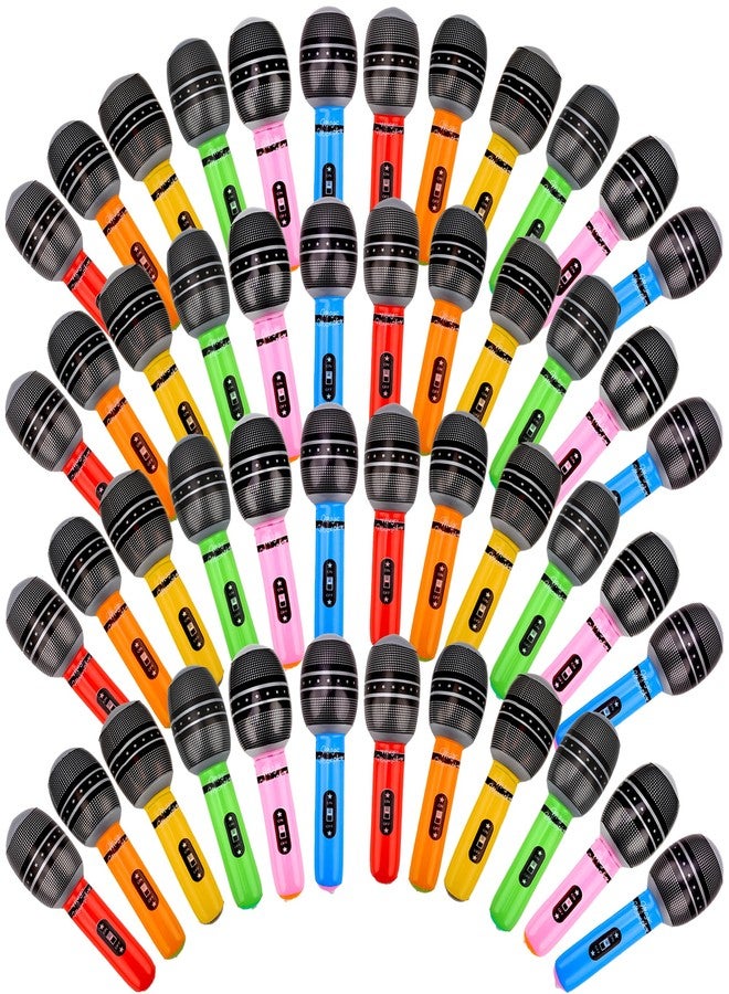 Feradny 48 Pieces Giant Blow up Microphone 9.8 Inch Inflatable Microphones Assorted Colors Inflatable Microphone Props Toys for Kids Musical Concert Themed Party Birthday Party Decoration - Image 1